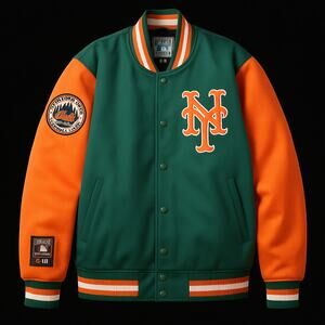 RARE Mets Cooperstown Collection Jacket (Green and Orange) XXL
